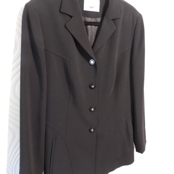 MONDI by Escada sz 42 / 10 Blk Wool Blend Stretch Blazer Jacket Vintage - Picture 4 of 14